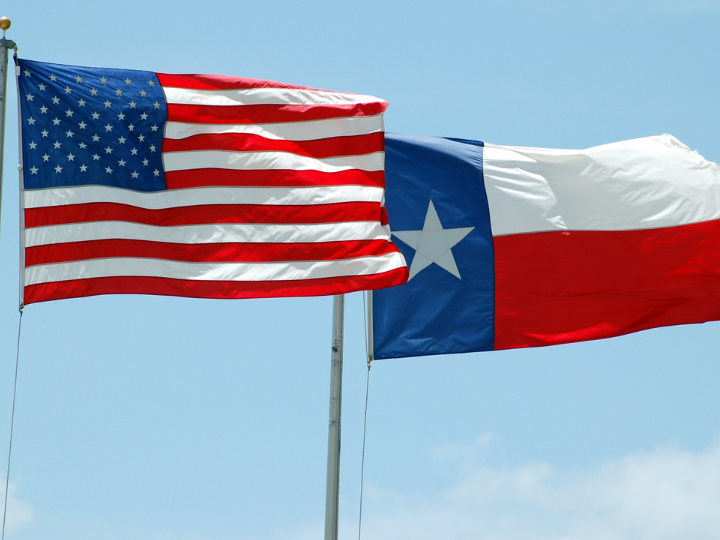 U.S. and Texas flags