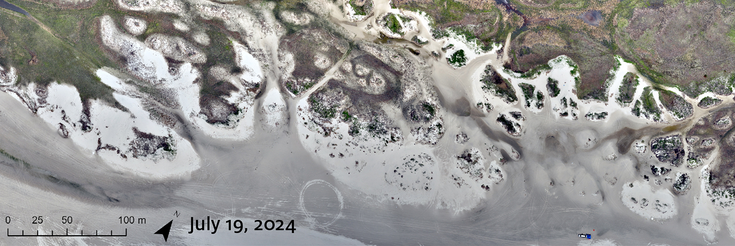 Satellite image of Galveston Island taken on July 19, 2024.